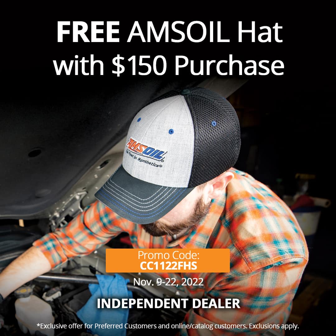 Free AMSOIL hat with $150 purchase