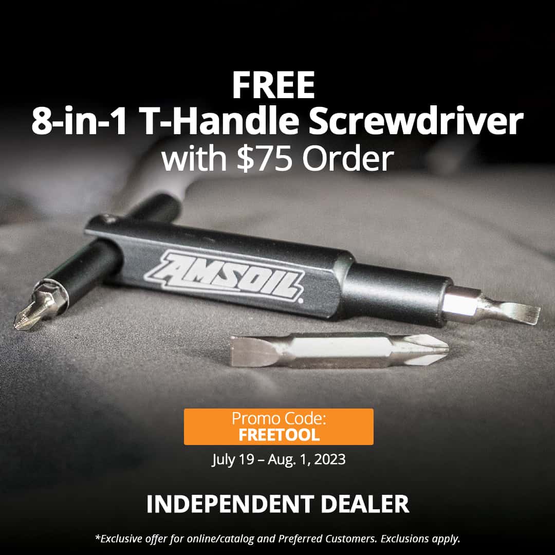 Free AMSOIL 8-in-1 T-handle screwdriver with $75 order