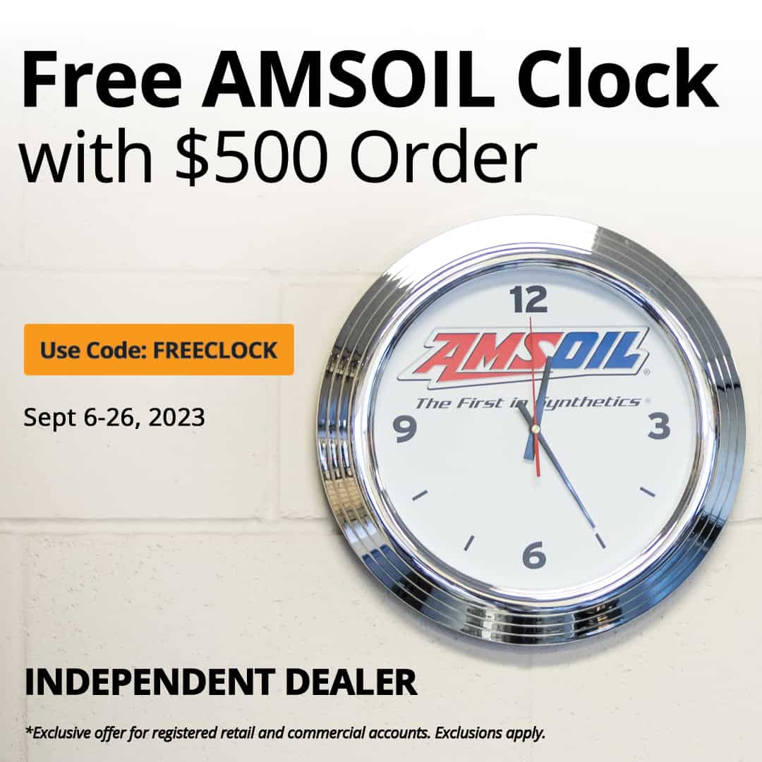 Free AMSOIL clock with order of $500 or more