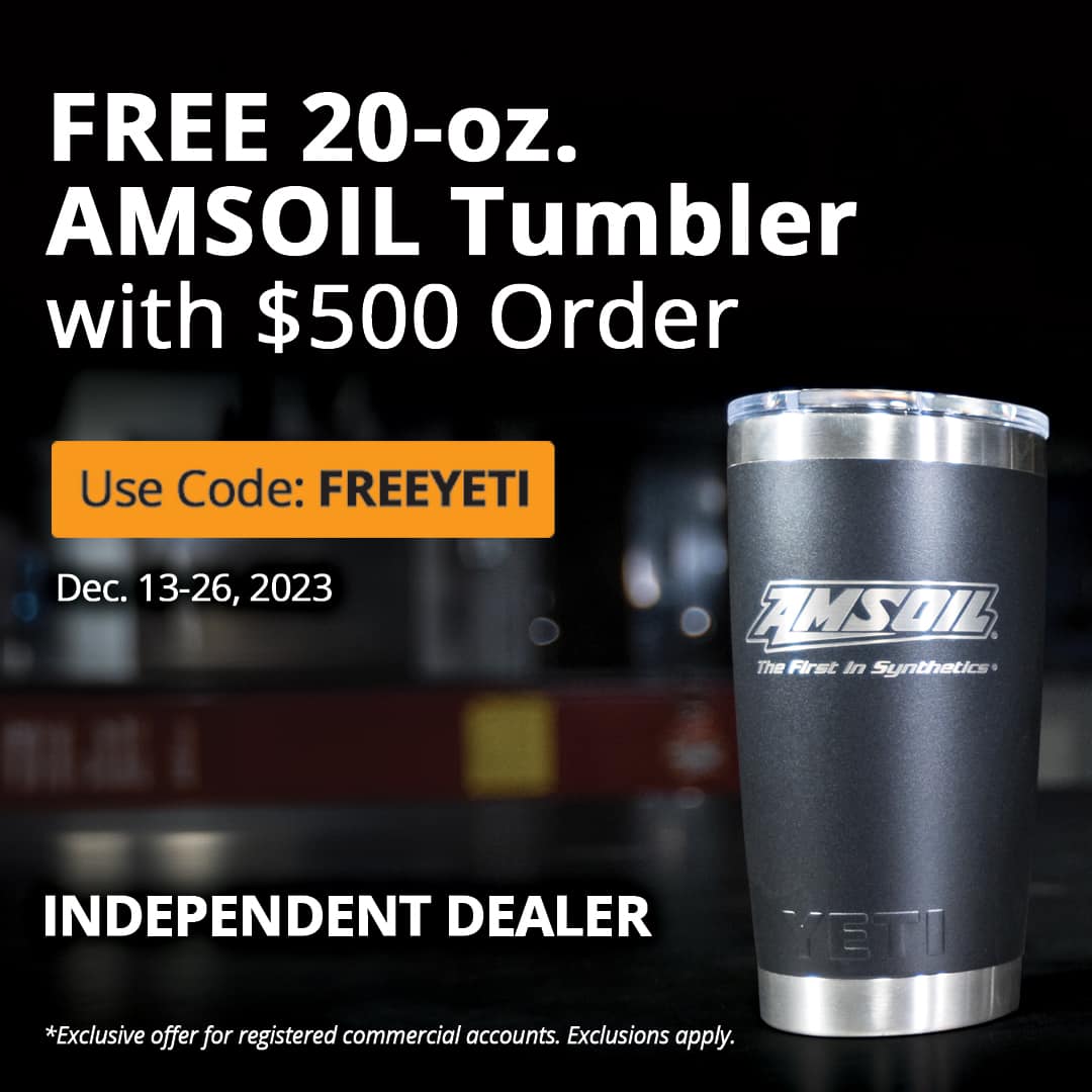 FREE AMSOIL YETI Tumbler (20-oz.) with a purchase of $500 or more