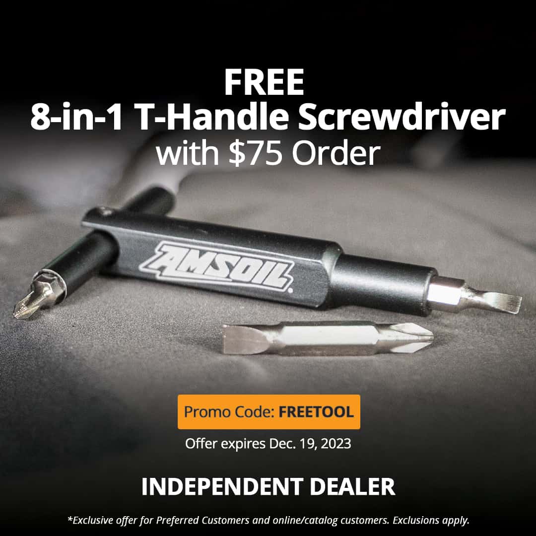Free AMSOIL 8-in-1 T-handle screwdriver with $75 order